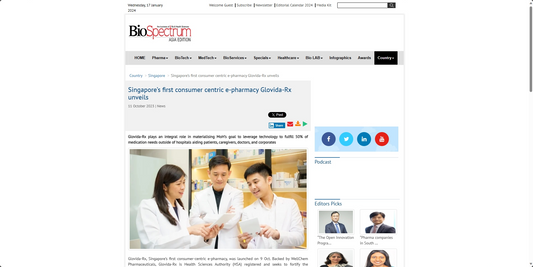 BioSpectrum Asia Edition article about Glovida-RX