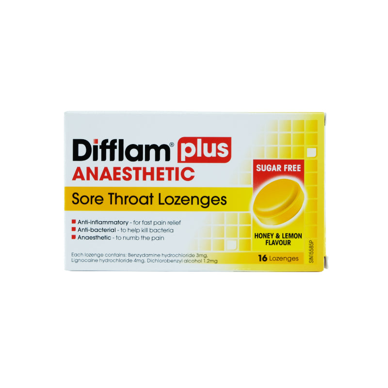 Difflam Plus Anaesthetic Sore Throat Lozenges 16's