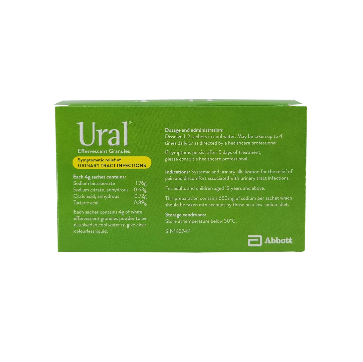 Ural Effervescent Granules 4gm 28's - Systemic and Urinary Alkaliniser