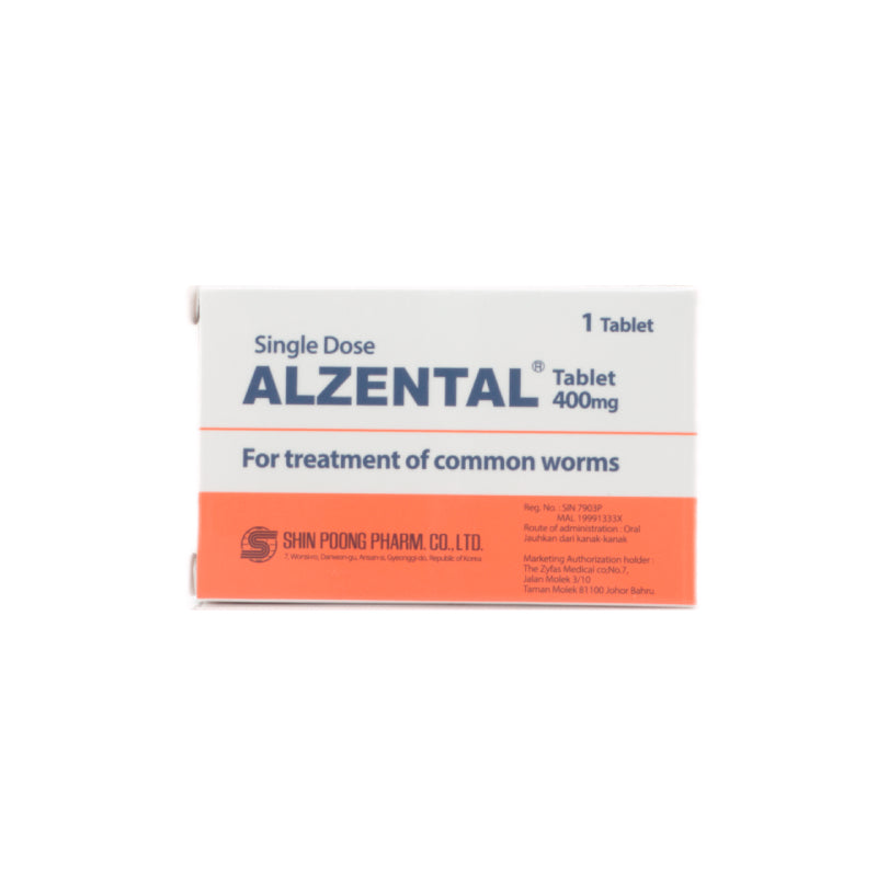 Alzental (Albendazole) 400mg Tablet 1's
