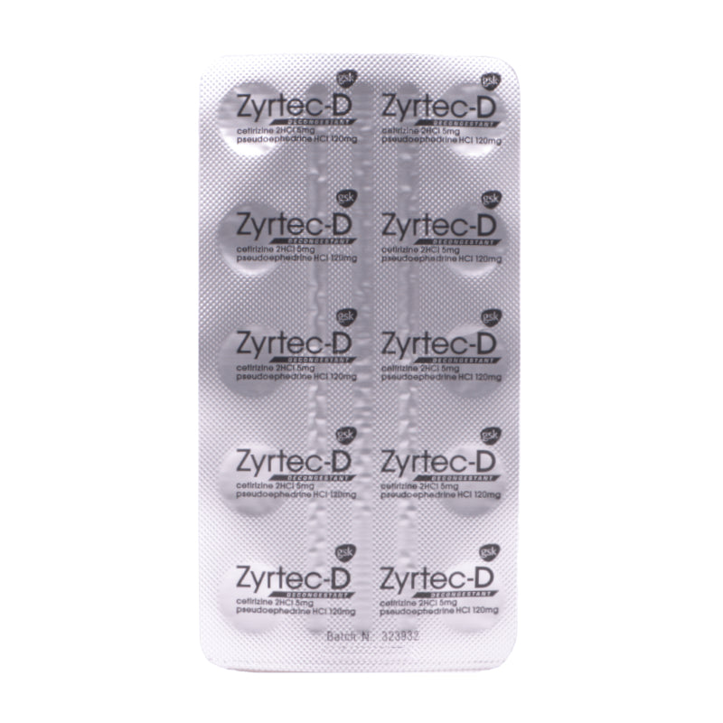 Zyrtec-D 120mg/5mg Tablets 10's