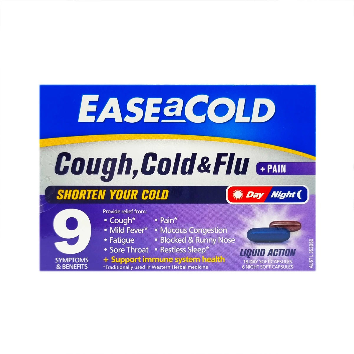 Ease-A-Cold Cough, Cold & Flu Day & Night Capsules 24's