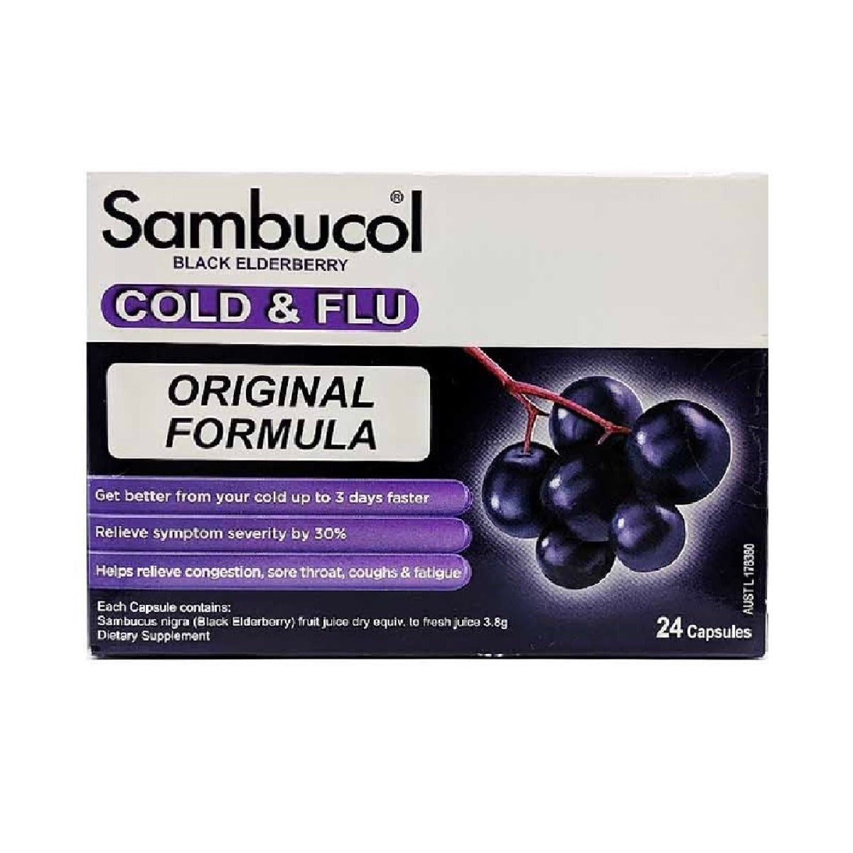Sambucol Black Elderberry Cold & Flu Capsules 24's