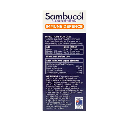 Sambucol Black Elderberry Immune Defence Everyday Immuno Forte 250ml