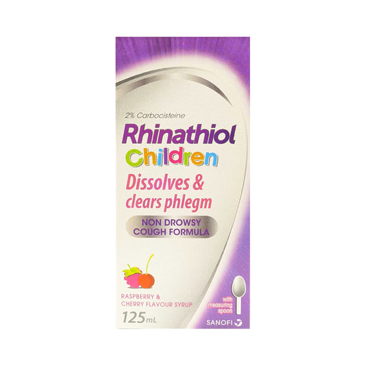 Rhinathiol Children Cough Syrup Raspberry & Cherry Flavour 125ml